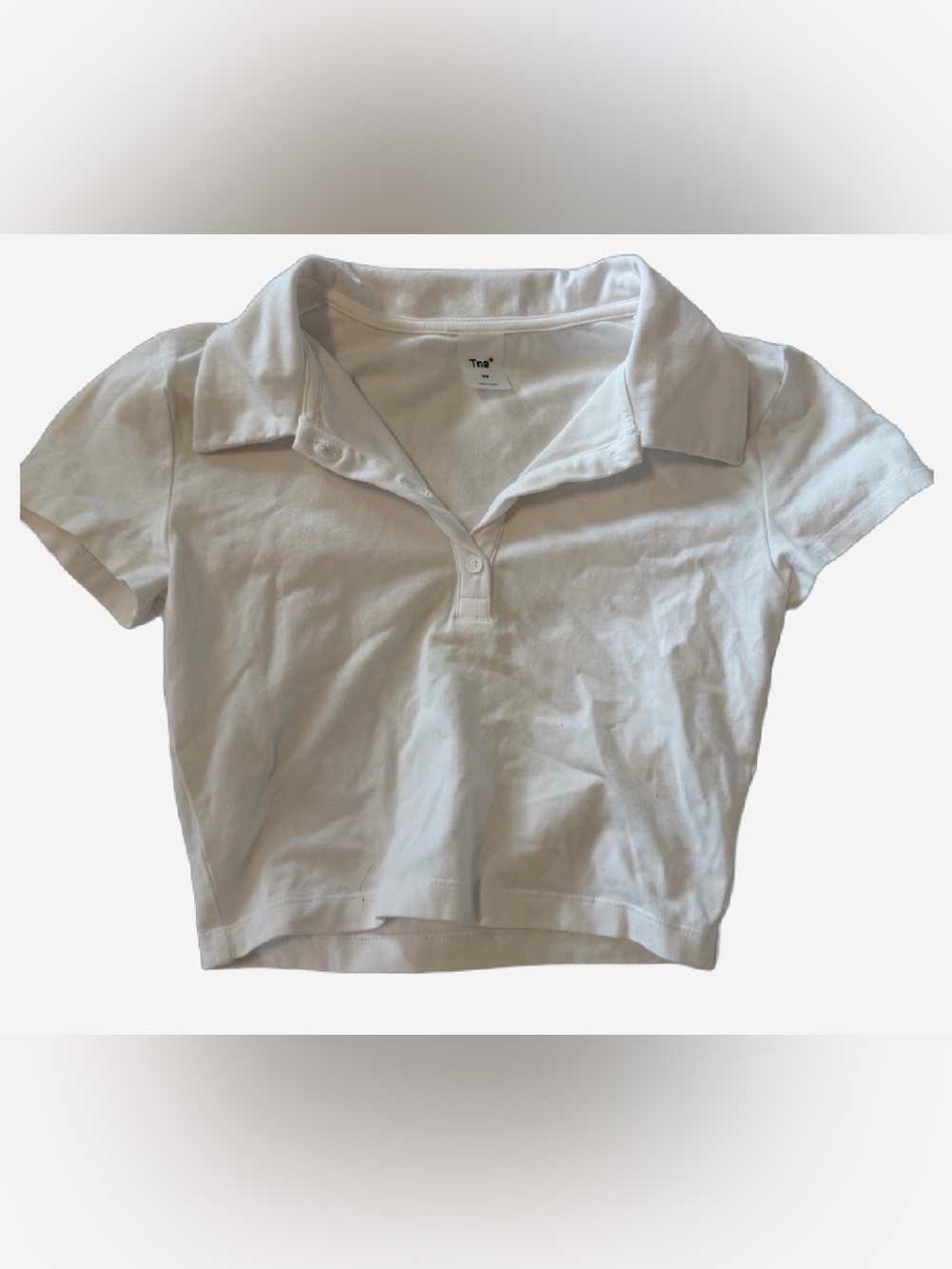 TNA White Cropped Polo Top